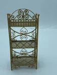 Victorian Dollhouse Gilded Miniature Wire Wicker Bakers Rack. Fixed Price $48.00.