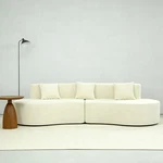 Cream White Curved Couch 4 Seat Minimalist Elegant Half Moon Sectional Sofa Hot. Fixed Price $453.60.