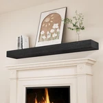 60" Black Solid Wood Floating Fireplace Mantel Shelf - Wall Mounted Design. Fixed Price $233.99.