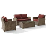 Crosley Furniture Bradenton 4 Piece Fabric Patio Sofa Set In Brown/sangria Red. Fixed Price $1702.99.