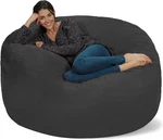 Giant 5' Memory Foam Bean Bag Chair - Soft Dark Gray Microfiber Sofa. Fixed Price $299.99.