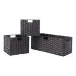 Winsome Melanie 3-PIECE Foldable Woven Fiber Wicker / Rattan Basket Chocolate. Fixed Price $79.55.
