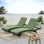 Green Outdoor Chaise Lounge Cushion Set Of 2 Christopher Knight Home Pillow Ties. Fixed Price $188.97.