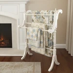 Vintage White Wood Quilt Rack Stand-farmhouse-towel-blanket Holder-linen-throw. Fixed Price $145.00.