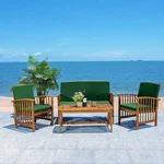 Green 4 Piece Acacia Wood Patio Conversation Set Outdoor Home Garden Furniture. Fixed Price $545.00.