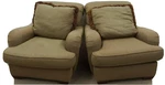 Pair Of Baker Upholstered Club Armchairs Lounge With Matching Pillows. Fixed Price $999.00.