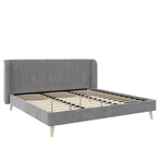 Novogratz Holly Upholstered Wingback Bed Frame King Light Gray Velvet. Fixed Price $607.06.