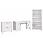 54W Computer Desk With 2 Drawer Lateral File Cabinet And Shelf Bookcase. Fixed Price $636.52.