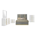 Coaster Ines 5-PIECE Wood & Fabric Queen Bedroom Set Gray/white. Fixed Price $1706.94.