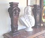 Finely Carved Wood Classical Decorator Bureau Accent Pedestals. Cherub Design. Fixed Price $3450.00.