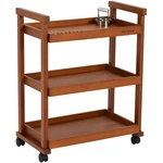 Storage Cart 3 Tier Walnut Solid Beech Wood Caster Wheels Meeden Supplies. Fixed Price $259.99.