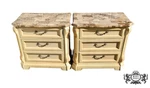Vtg. Pair Of Thomasville Marble Top Italian Provincial Oversized Nightstands. Fixed Price $880.00.