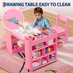 Gravee Kids Art Table And 2 Chairs Craft With Storage Toddler Drawing Desk. Fixed Price $117.06.