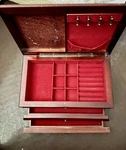 Large Powell Vintage Solid Cherrywood Jewelry Chest W/multiple Storage Features. Fixed Price $50.00.