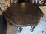 Dark Wooden Vintage Octagonal Henredon Coffee Table 42" X 17.5". Fixed Price $250.00.