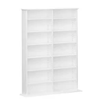 Large White Wood Media Storage Cabinet Cd Dvd Organizer Display Cubby Shelves. Fixed Price $260.99.