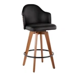 Lumisource Counter Stool, Walnut And Black Faux Leather B26-AHOYWL-BK. Fixed Price $144.99.