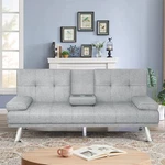 Modern Wood Convertible Futon Frame W/ Cupholders Light Gray. Fixed Price $178.54.