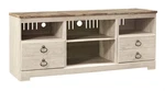 Bowery Hill Coastal Wood 63"" Tv Stand With Fireplace Option Whitewash Finish. Fixed Price $519.99.