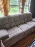 Beige Couch Sofa Set. 3 Seater And 2 Recliners. Good Condition!. Fixed Price $200.00.