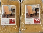 Sure Fit Gold Cotton Velvet Quilted Beaded Slipcover For Armless Chair. Fixed Price $30.00.