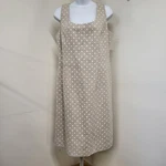 Jessica Howard Shealth Dress Women's Sz 10 Natural White Linen Polka-dot Lined. Fixed Price $18.00.