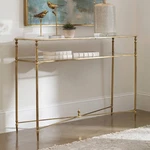 Uttermost Henzler Glass And Gold Leaf Console Table. Fixed Price $741.60.