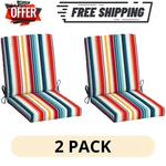 2 Pack Mainstays Outdoor Chair Cushion 37X19.5 Modern Multi Stripe Rectangle. Fixed Price $53.99.