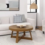 36" Classic Round Farmhouse Coffee Table For Small Spaces - Pecan Finish. Fixed Price $264.99.