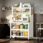 Bakers Rack With Whee Cabinet 64" Microwave Stand Storage Tall Bar. Fixed Price $160.16.
