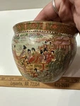 6.5" Vintage Chinese Satsuma Style Porcelain Fishbowl Cache Oriental Pot/planter. Fixed Price $35.00.