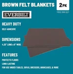 Everbilt 2PK Heavy Duty Felt Blankets Self-adhesive 4-1/4" X 6" Trace & Cut (b). Fixed Price $10.49.