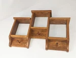 Honey Golden Oak Color Wood 23" Wall Display Shelf 6 Shelves 4 Peg Hooks. Fixed Price $44.00.