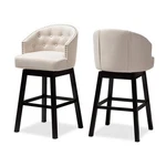 Baxton Studio Theron 30"H Upholstered Wood Swivel Bar Stool In Beige Set Of 2. Fixed Price $397.99.