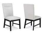 2PC Light Gray Upholstered Chairs Soft Neutral Tone Dark Finish Legs Wooden Di. Fixed Price $297.55.