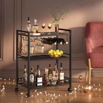 Bar Cart, Home Serving With 3-TIER Shelf,microwave Lockable. Fixed Price $97.99.