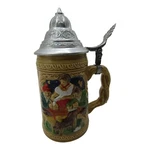 Vintage Hand Painted Ceramic Lidded Beer Stein Glazed Finish 7.25". Fixed Price $8.09.