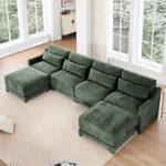 2-4 Seat Elegant Chenille Sponge Sofa Set Lumbar Pillow Living Room W/o Ottoman. Fixed Price $959.00.