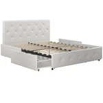 Dhp Dakota Upholstered Platform Underbed Storage Drawers, 4292129 - White. Fixed Price $411.36.