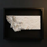 3D Montana Map Wall Art: Topography In Black Wood Frame. Fixed Price $86.99.
