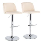Lumisource Bar Stool, Set Of 2, Chrome/cream BS-TORIANOPU-RT2CHRMCR2. Fixed Price $290.00.