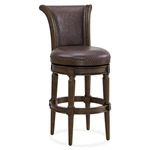 Rome + Oak Bar Stool, Dark Walnut Finish W/vintage Brown Vegan Leather(open Box). Fixed Price $194.71.