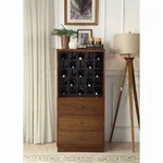 Walnut Wine Cabinet With 3 Drawers, Wooden Rack Countertop Bar. Fixed Price $252.99.