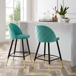 Modway Cordial Performance Velvet Dining Counter Stools Mint - Set Of 2. Fixed Price $156.84.