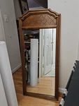 Vintage 1978 Thomasville Solid Wood Boho 48X21" Wall Hanging Mirror. Fixed Price $85.00.