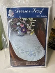 Fairway Needlecraft Dresser Scarf 16231 Butterfly Vintage Sealed. Fixed Price $14.85.