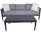Abbyson Belamar 2-PC Outdoor Seating Set Gray Aluminum Sofa And Coffee Table. Fixed Price $1150.00.