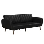 Novogratz Brittany Futon In Convertible Sofa & Couch Black Faux Leather. Fixed Price $304.99.