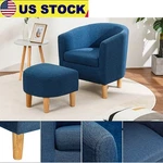 Premium Modern Accent Chair Linen Fabric Club Single Sofa With Ottoman Cozy New. Fixed Price $100.99.
