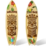 2 Pcs Tiki Bar Surfboard Yard Signs Beach With Stakes Hawaiia.... Fixed Price $27.92.